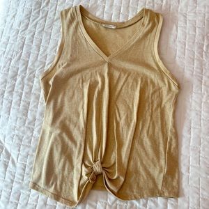 Luna Yellow Twist Front Tank Top Size Small